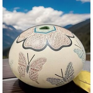 Mata Ortiz Pottery Seed Pot Butterfly Jazmin Ramirez Fine Art Mexican Ceramic